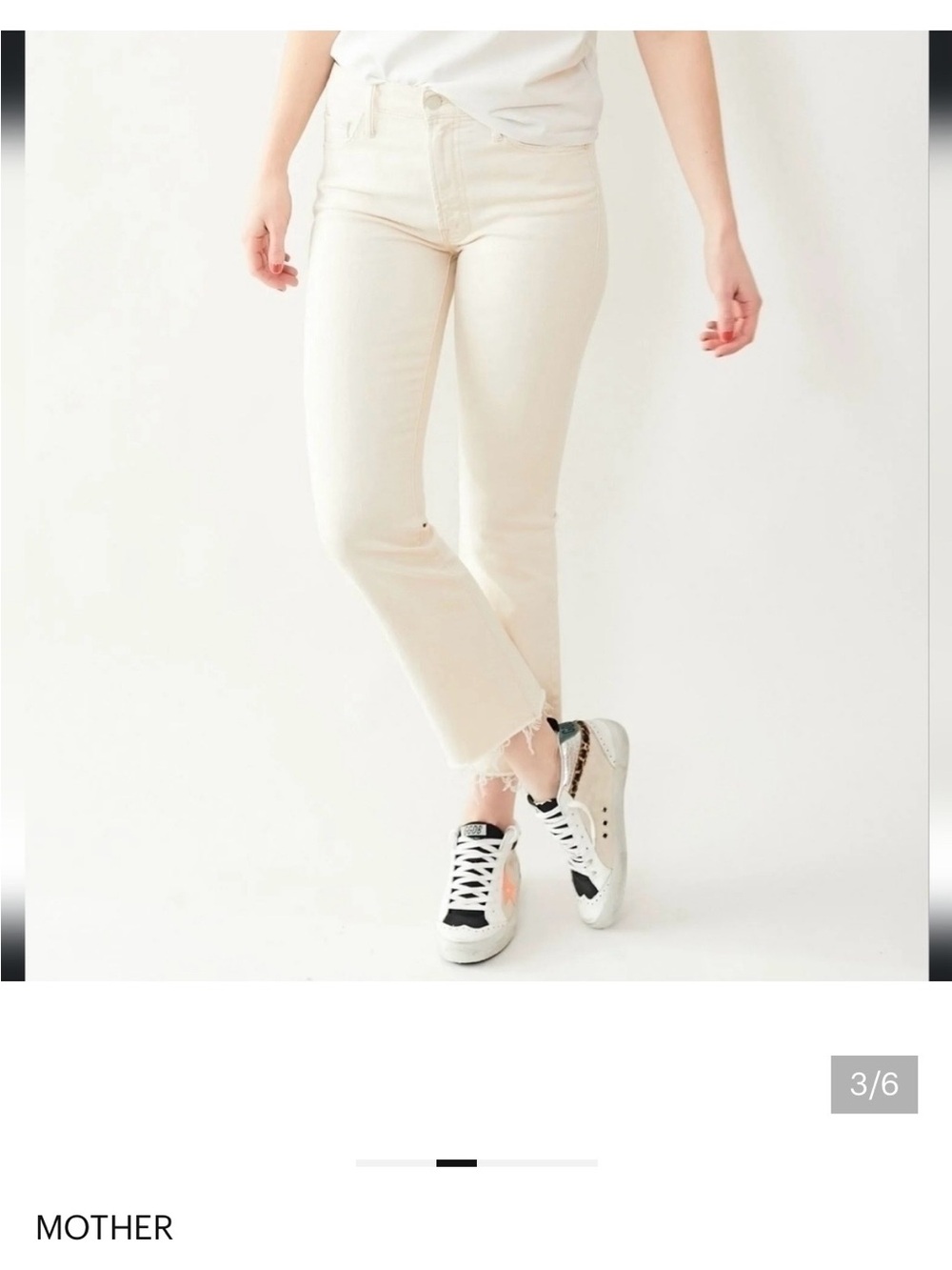 MOTHER High-Rise Cropped Jeans in Cream